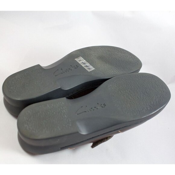 Clarks Womens Patty Beli Brown Leather Slip-On Clogs Mules Size 7M Shoes - Picture 4 of 8